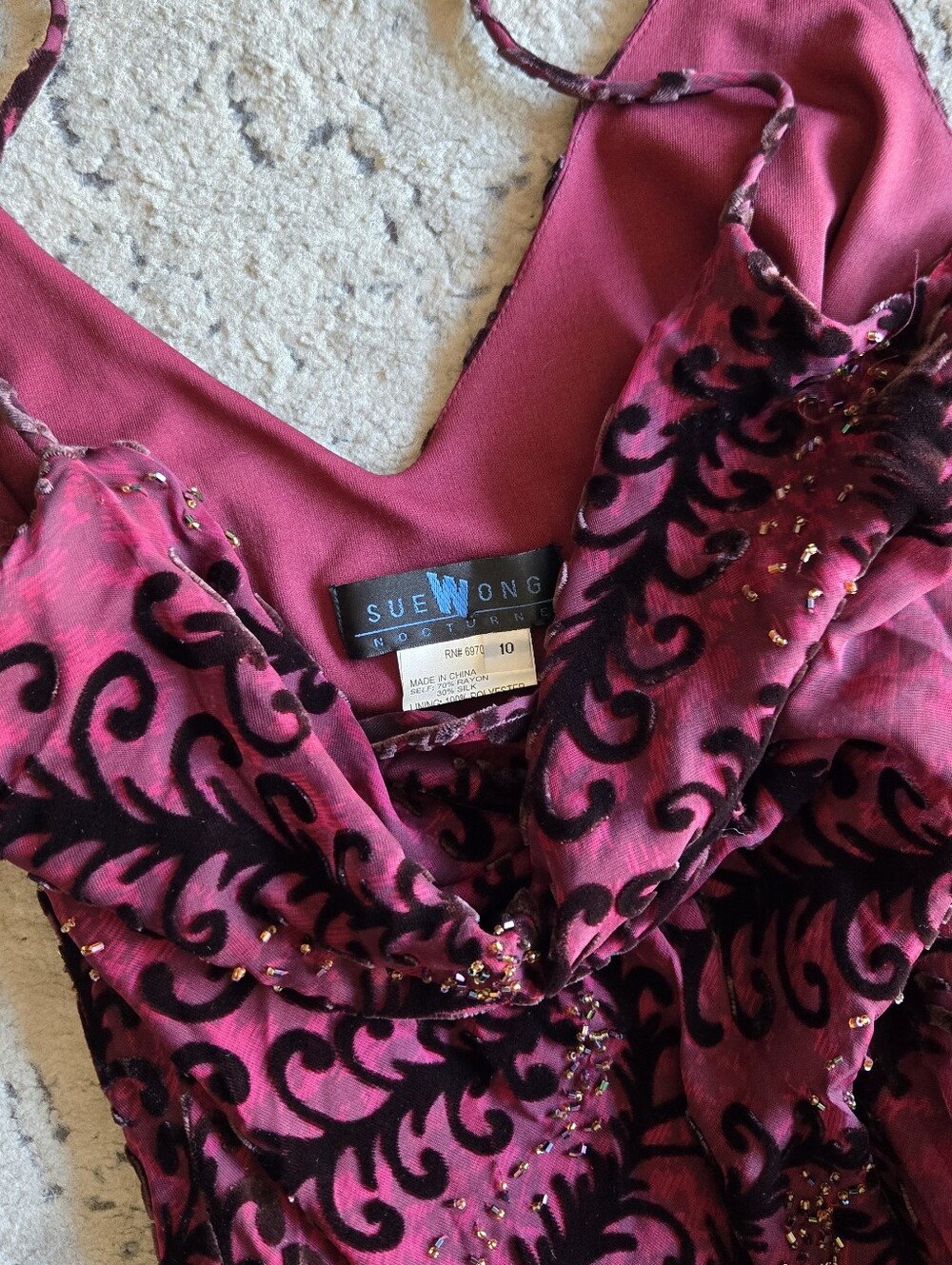 Vintage Sue Wong Silk Beaded Gown